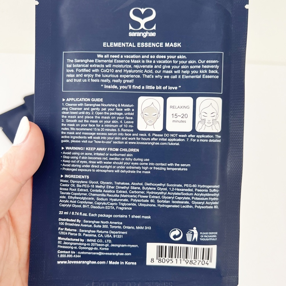 Saranghae Elemental Essence Face Mask Pack of 6 - Picture 3 of 3